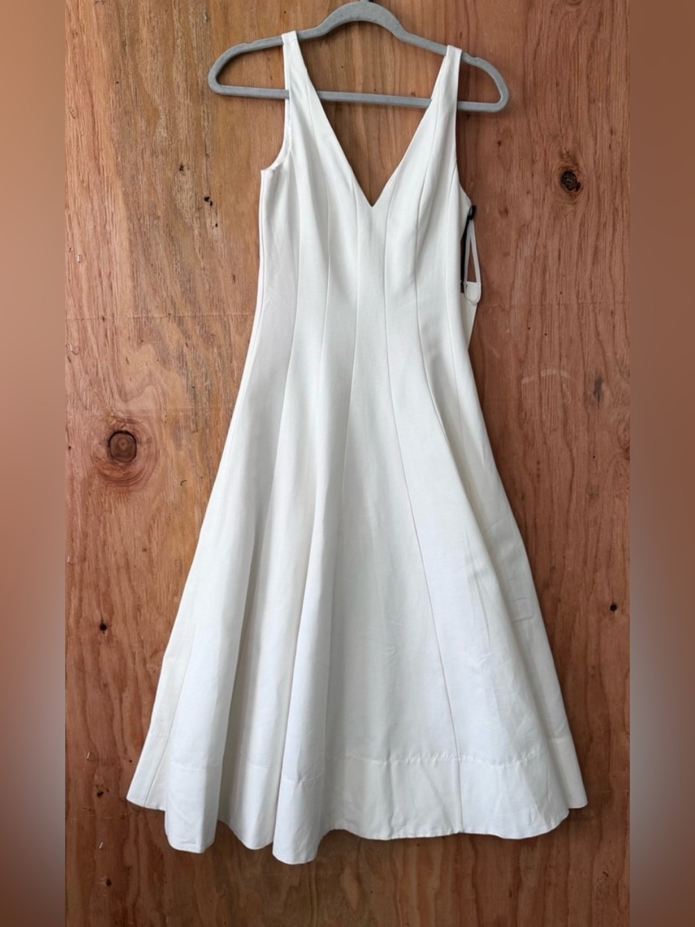 STAUD White V-Neck Midi Dress - Picture 2 of 8